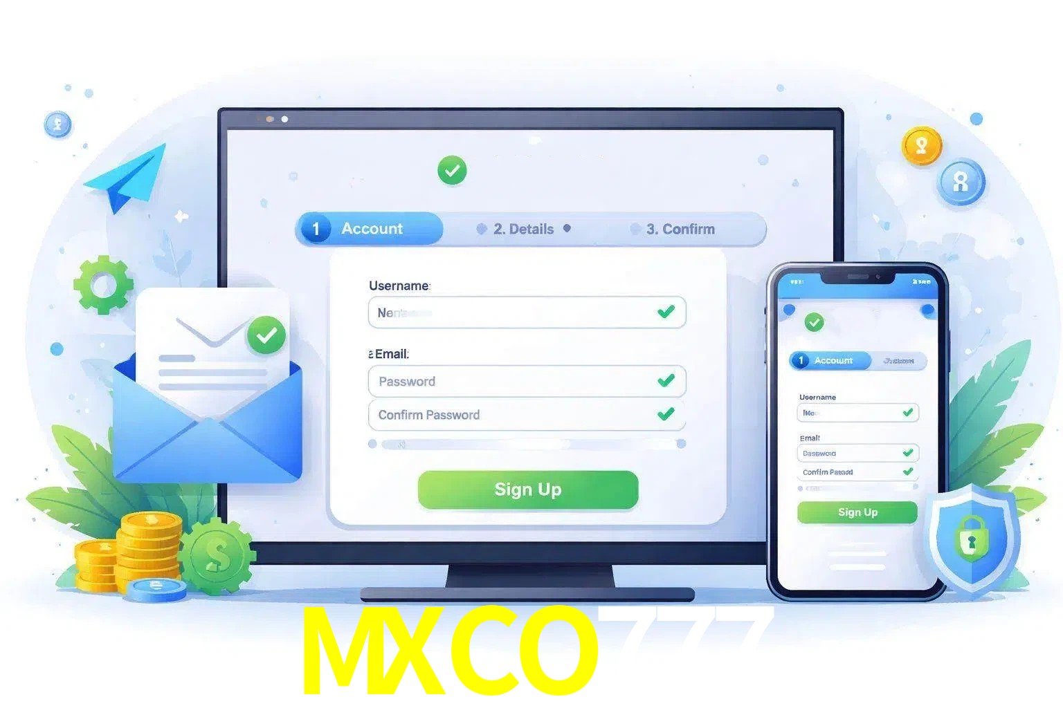 Registro de nuevo usuario y configuración de cuenta MXCO777
